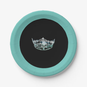 Miss America style Teal Crown 7" Paper Plates