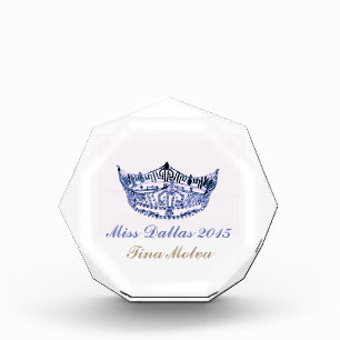 Miss America style White & Blue Crown Award Trophy