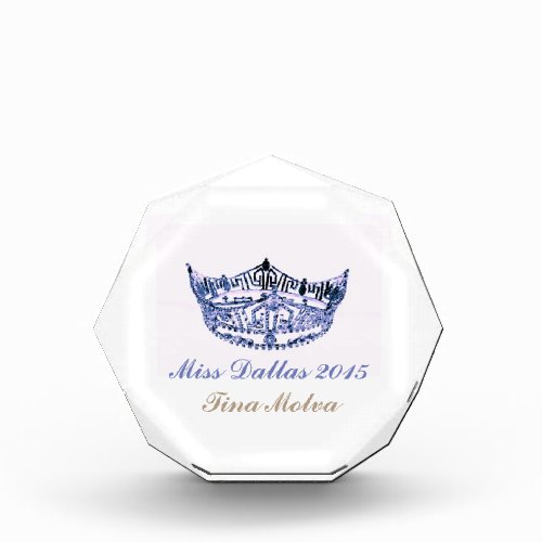 Miss America style White  Blue Crown Award Trophy