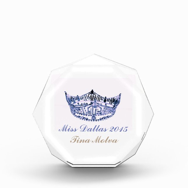 Miss America style White & Blue Crown Award Trophy (Front)
