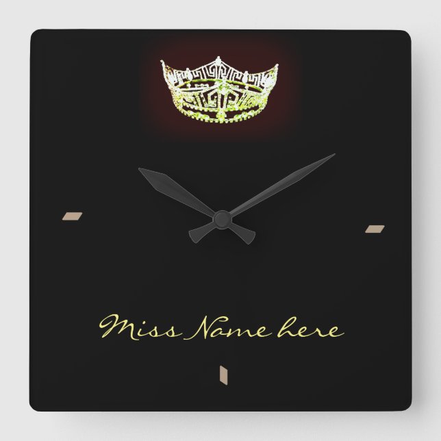 Miss America style Yellow Crown Clock (Front)