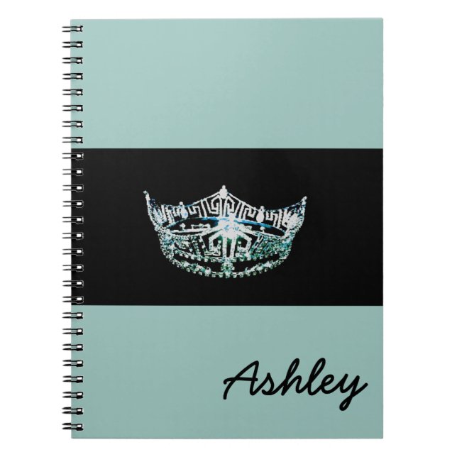 Miss America Teal Crown Custom Aqua Notebook (Front)