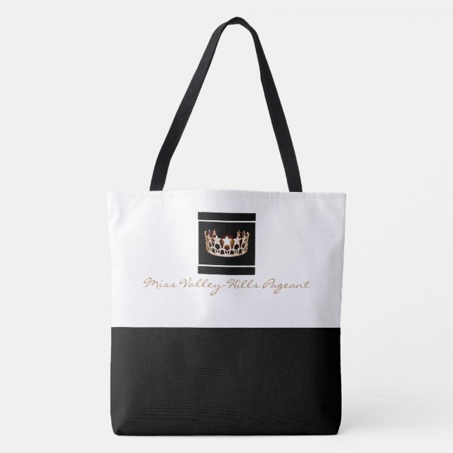 Miss America USA Custom Color Crown Tote Blck/Whte (Front)