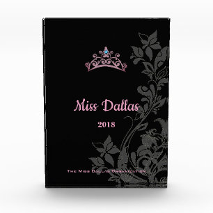 Miss America USA Floral Pink Crown Acrylic Award