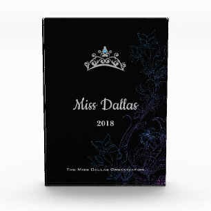 Miss America USA Floral Silver Crown Acrylic Award