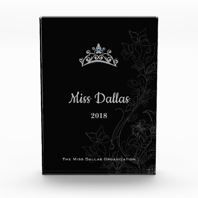 Miss America USA Floral Silver Crown Acrylic Award (Front)