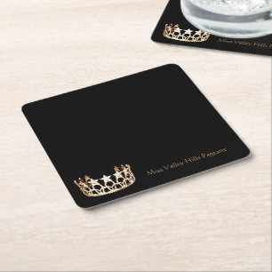 Miss America USA Gold-Stars Crown Paper Coasters