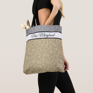 Miss America USA Pageant Faux Glitter Tote Bag