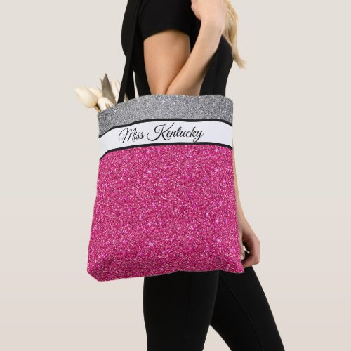 Miss America USA Pageant Faux Glitter Tote Bag