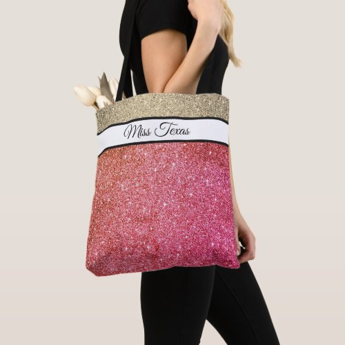 Miss America USA Pageant Faux Glitter Tote Bag