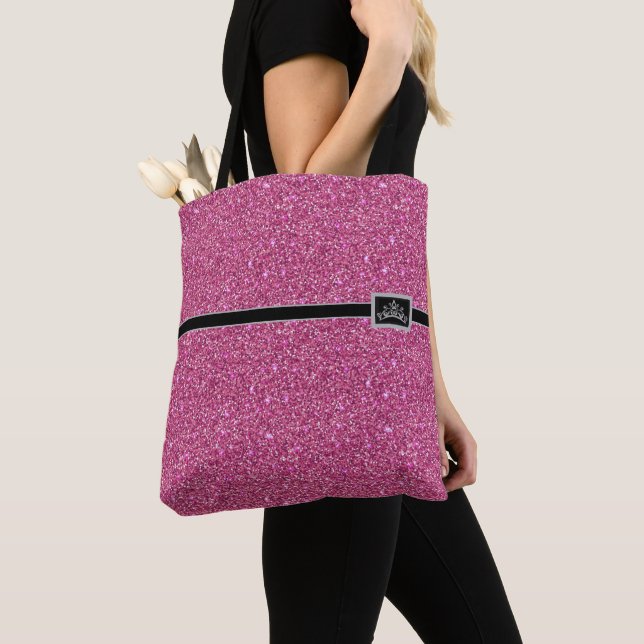 Miss America USA Pageant Tiara Glitter Tote Bag (Close Up)