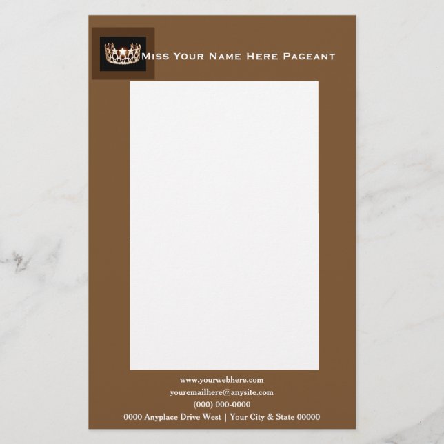 Miss America USAstyle Bold Boxes Custom Letterhead (Front)