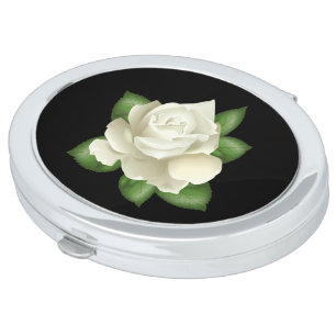 Miss America White Rose Compact Mirror