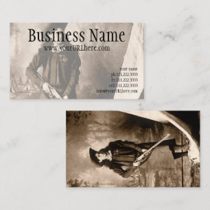 Miss Annie Oakley with Gun, Vintage Photo Portrait Business Card