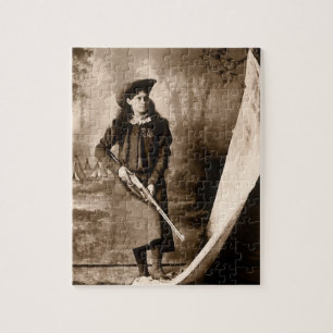 Miss Annie Oakley with Gun, Vintage Photo Portrait Jigsaw Puzzle