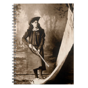 Miss Annie Oakley with Gun, Vintage Photo Portrait Notebook