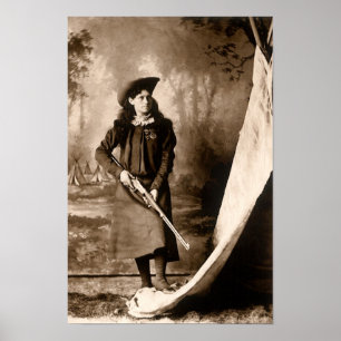 Miss Annie Oakley with Gun, Vintage Photo Portrait Poster