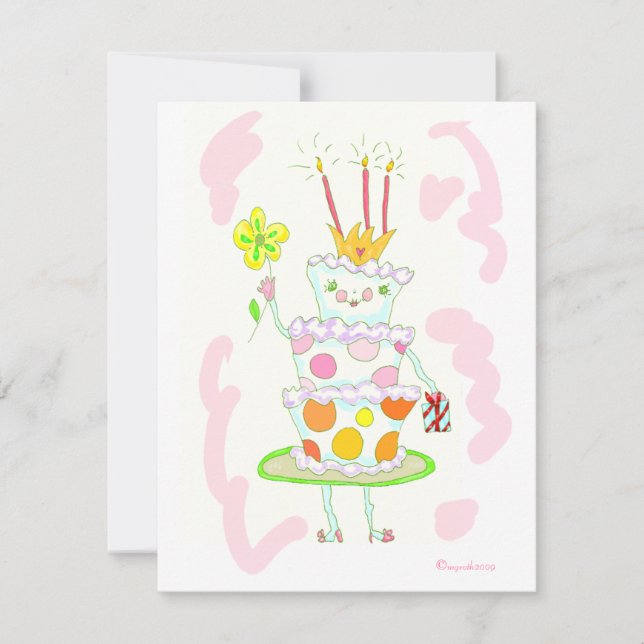 miss birthday cake party invitation (Front)