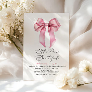 Miss Bowtiful Pink Coquette Bow girl birthday Invitation