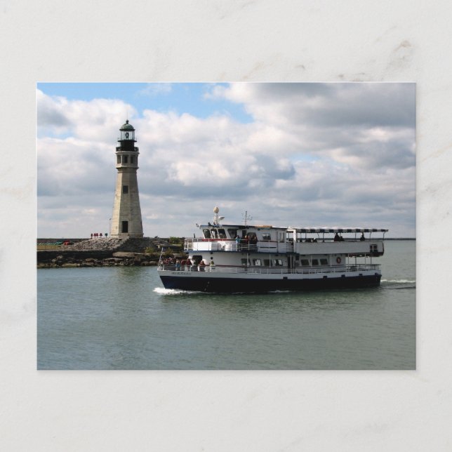 Miss Buffalo & Buffalo Main Lighthouse Postcard (Front)