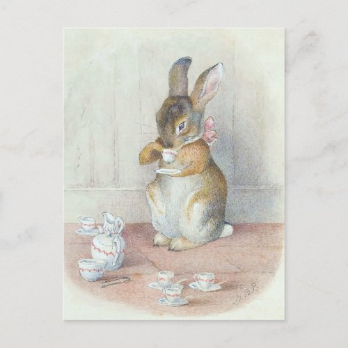 Miss Bunny Drinking Tea Postcard