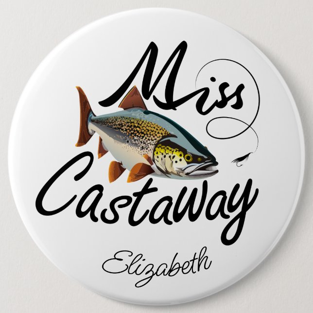 Miss Castaway Rainbow Trout  Button (Front)