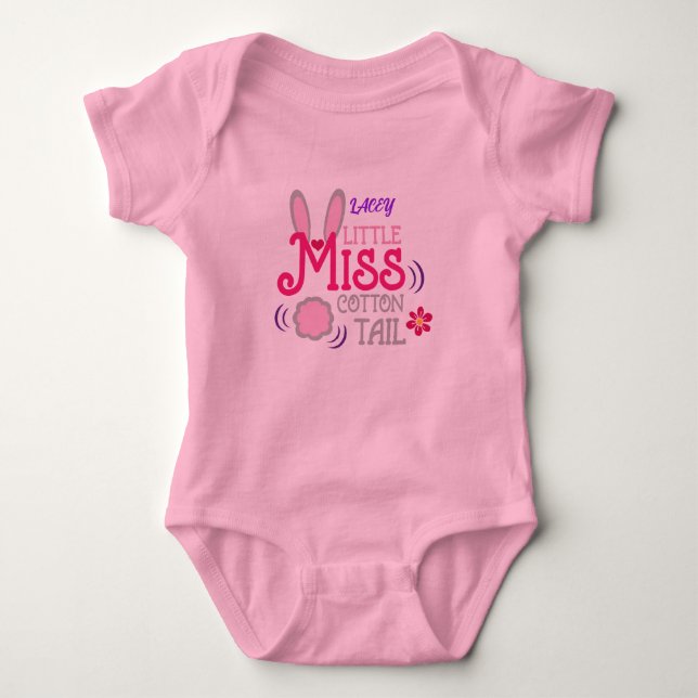 MISS COTTONTAIL BABY ONEISE WITH NAME. BABY BODYSUIT (Front)