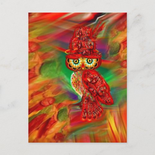 Miss Extravagance Fall Fashion Owl Postcard