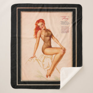 Miss February Varga Girl 1946 Pin-up Calendar Sherpa Blanket