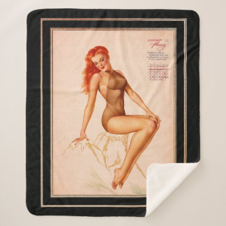 Miss February Varga Girl 1946 Pin-up Calendar Sherpa Blanket
