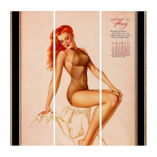 Miss February Varga Girl 1946 Pin-up Calendar Triptych