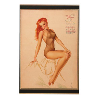 Miss February Varga Girl 1946 Pin-up Calendar Wood Wall Art