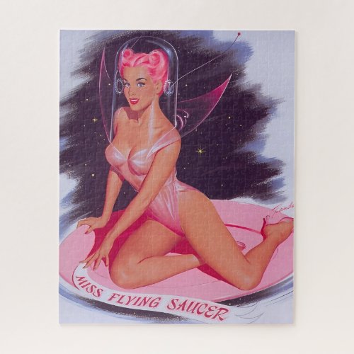 Miss Flying Saucer Vintage Pin Up Girl  Jigsaw Puzzle