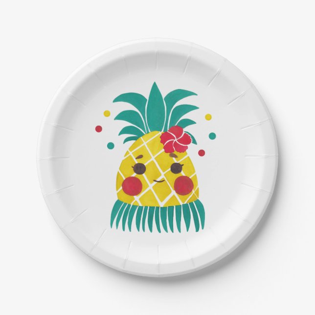 Miss Hawaiian Pineapple Paper Plates (Front)