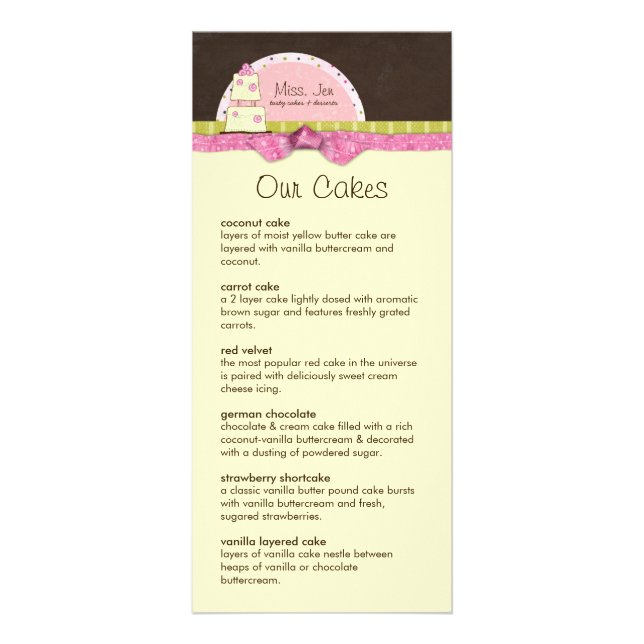 Miss. Jen Menu Rack Cards (Front)