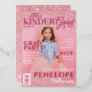 Miss Kinder Grad Pink Glitter Drip Magazine Cover  Foil Invitation