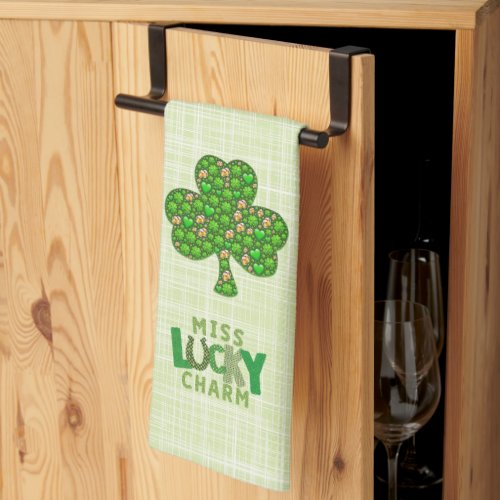 Miss Lucky Charm Shamrock St Patricks Day Kitchen Towel