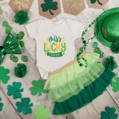 Miss Lucky Charm St Patricks Day Baby Bodysuit