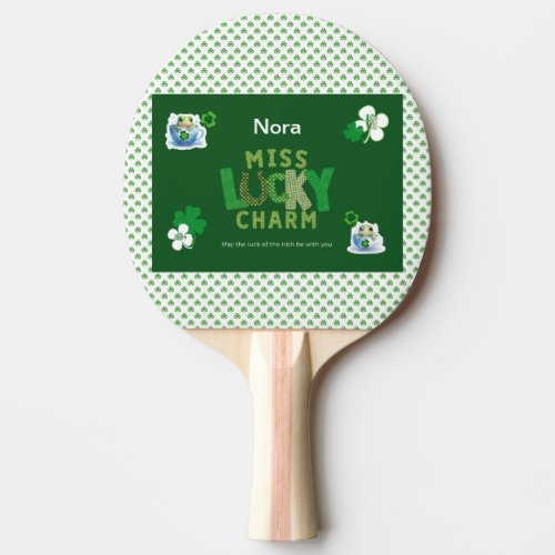 Miss Lucky Charm St Patricks Day Ping Pong Paddle