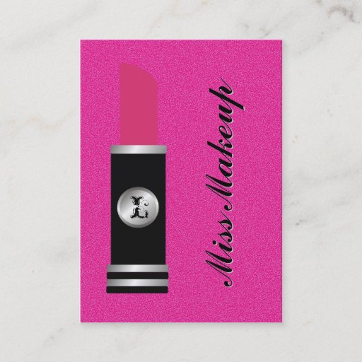 Customizable Miss Makeup On Hot Pink Pattern Business Card Template