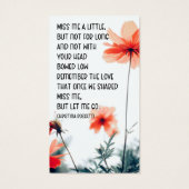 Miss Me But Let Me Go Photo Quote Memorial Card (Back)