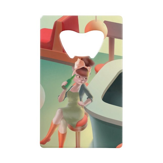 Miss Meow – Late Night Bar Series Credit Card Bottle Opener (Front)