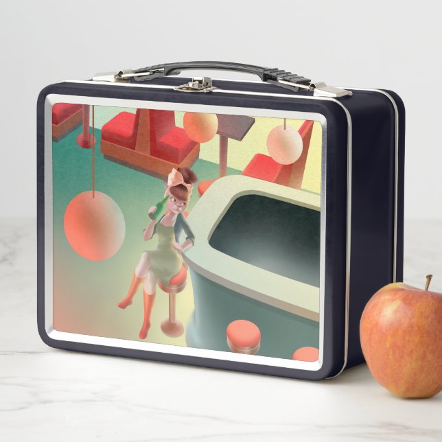 Miss Meow – Late Night Bar Series Metal Lunch Box (In Situ)