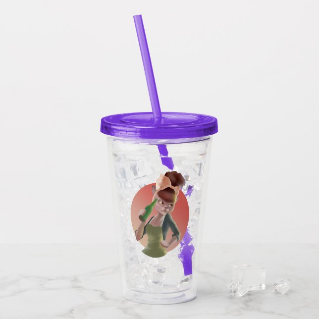 Miss Meow: Retro Bar Vibes & Sassy Bow Cat Acrylic Tumbler (Front Ice)