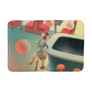 Miss Meow: Retro Late Night Bar & Cocktail Art Bath Mat