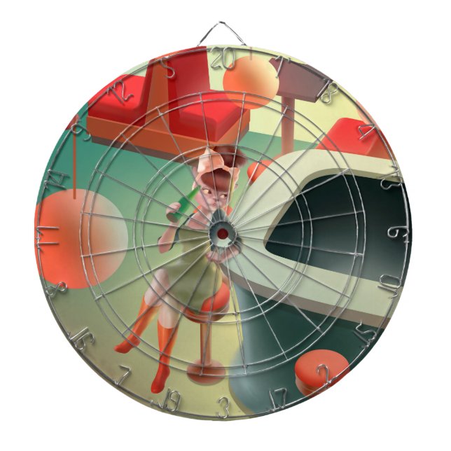 Miss Meow: Retro Late Night Bar & Cocktail Art Dart Board (Front)