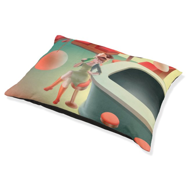 Miss Meow: Retro Late Night Bar & Cocktail Art Pet Bed (Angled)