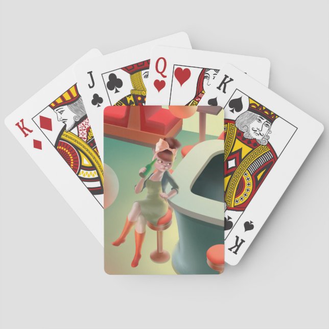 Miss Meow: Retro Late Night Bar & Cocktail Art Poker Cards (Back)