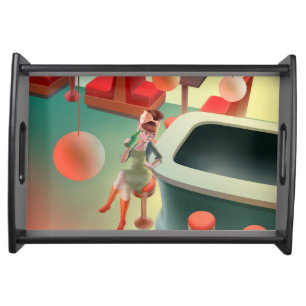 Miss Meow: Retro Late Night Bar & Cocktail Art Serving Tray