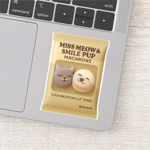 Miss Meow & Smile Dog Macarons: Toy Art Snack Sticker